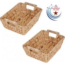 WATER HYACINTH TRAY WITH WOODEN HANDLE